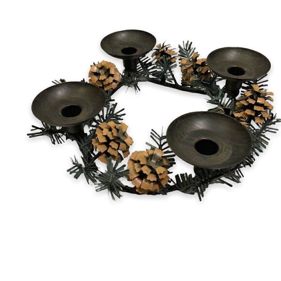 PartyLite Pinecone Candleholder Wreath P8246 Metal Centerpiece Holiday D… - Picture 8 of 12